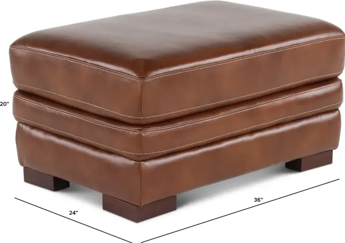 David Brown Leather Ottoman