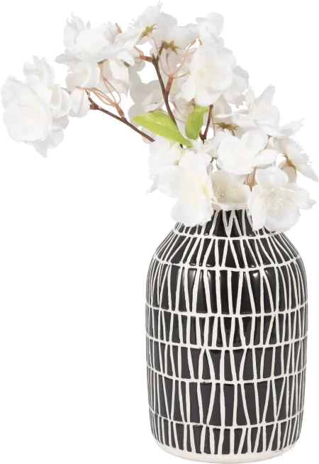 7-Inch Black and White Decorative Tribal Vase