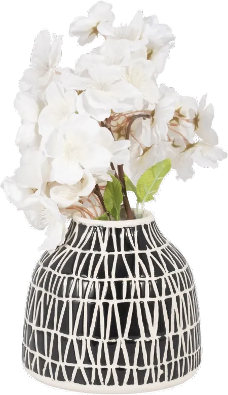 5-Inch Black and White Decorative Tribal Vase