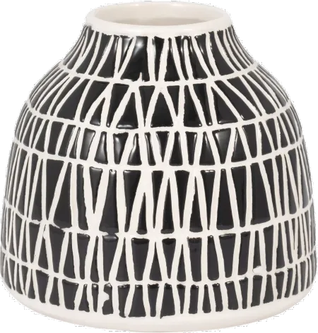 5-Inch Black and White Decorative Tribal Vase