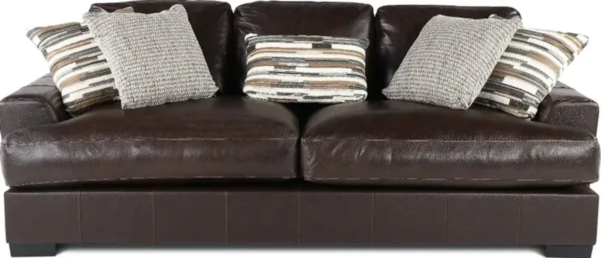 Bodie Chocolate Brown Leather-Match Sofa