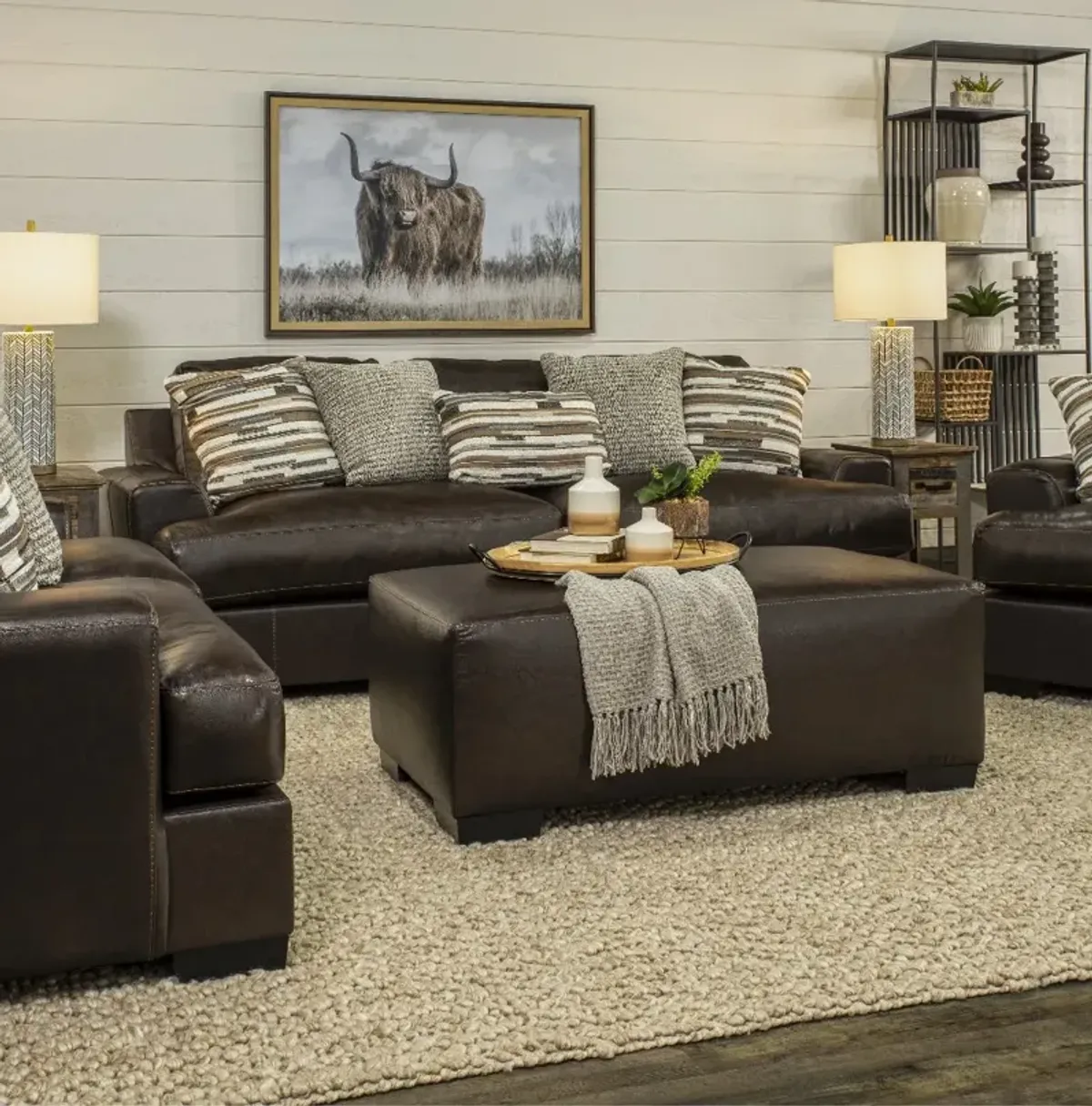 Bodie Chocolate Brown Leather-Match Loveseat