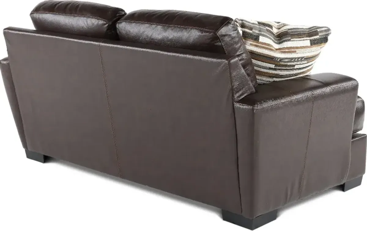 Bodie Chocolate Brown Leather-Match Loveseat