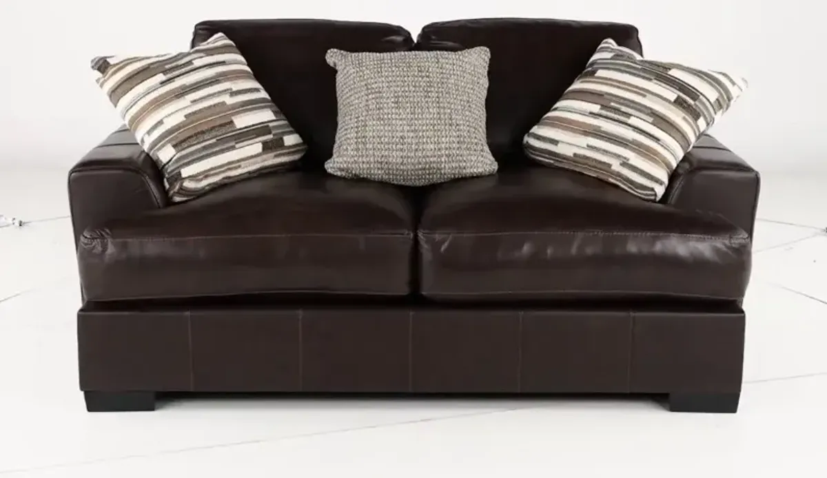 Bodie Chocolate Brown Leather-Match Loveseat