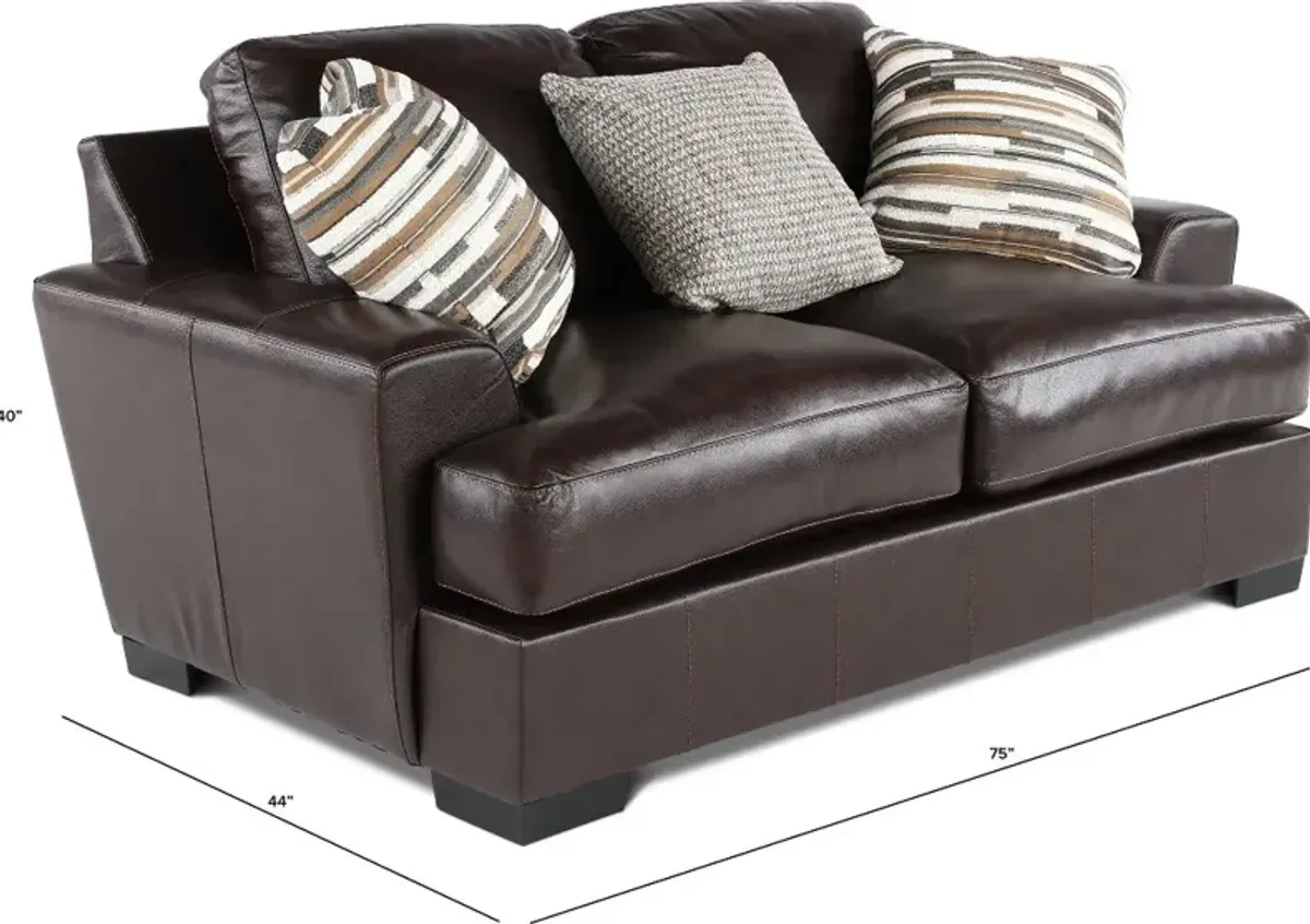 Bodie Chocolate Brown Leather-Match Loveseat