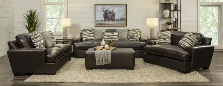 Bodie Chocolate Brown Leather-Match Loveseat