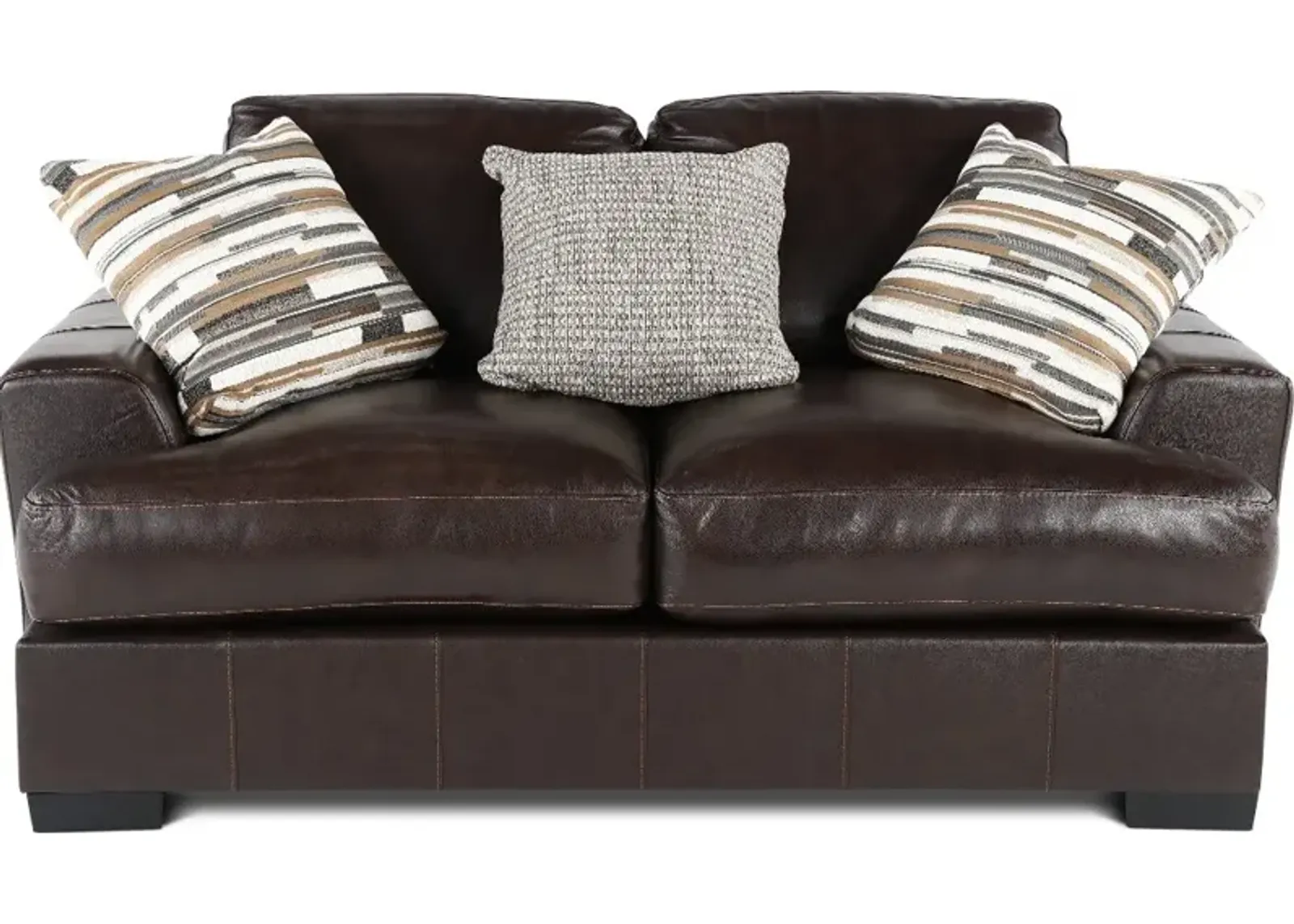 Bodie Chocolate Brown Leather-Match Loveseat