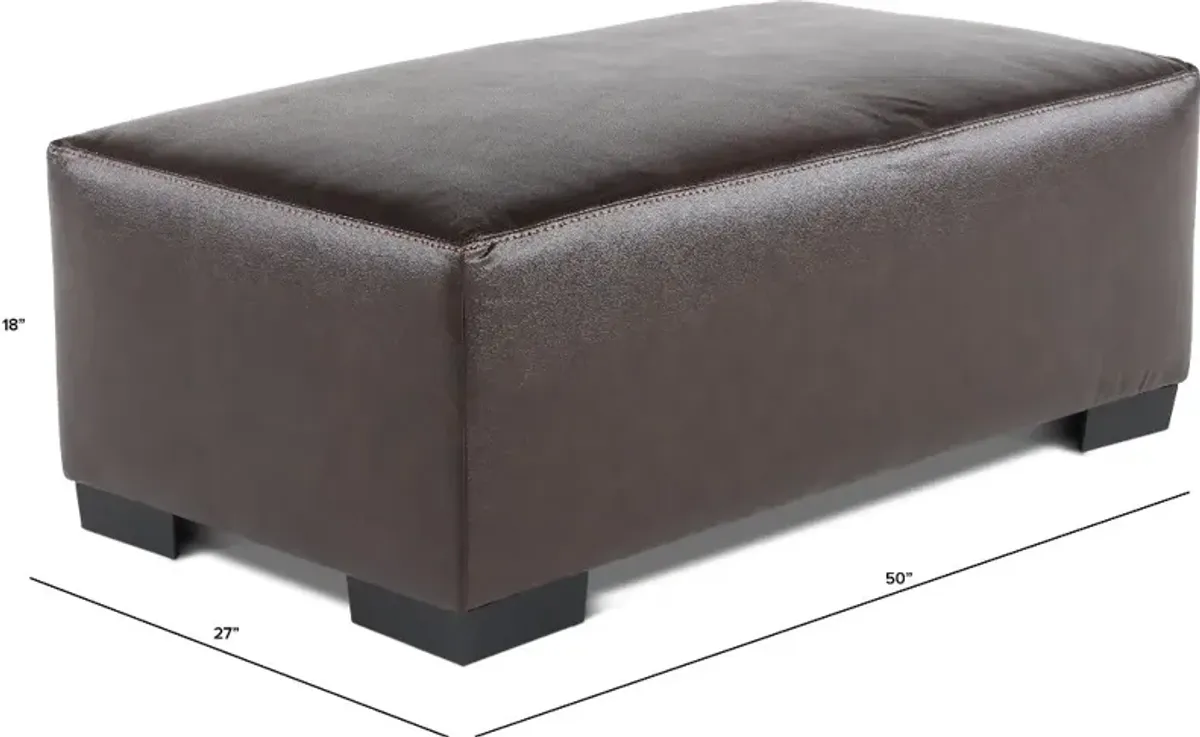 Bodie Chocolate Brown Leather-Match Ottoman