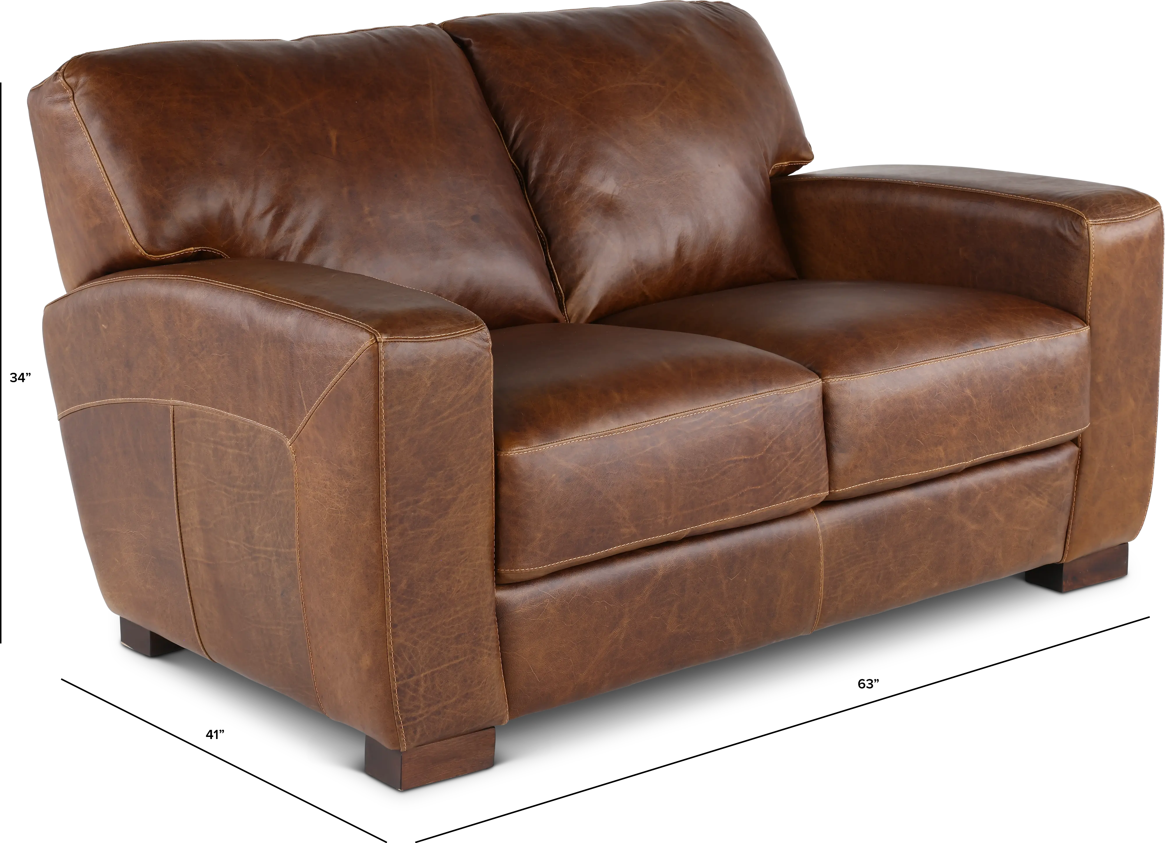 Dakota Brown Leather Loveseat