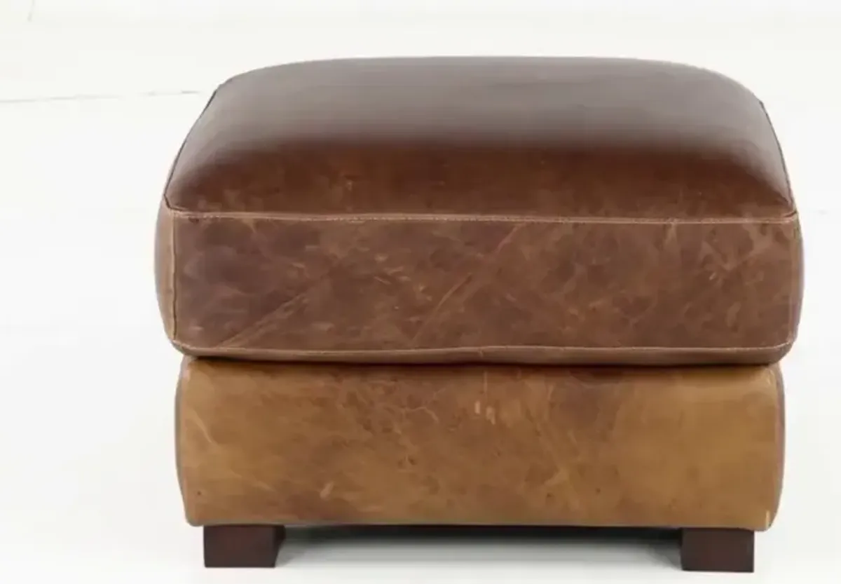 Dakota Brown Leather Ottoman