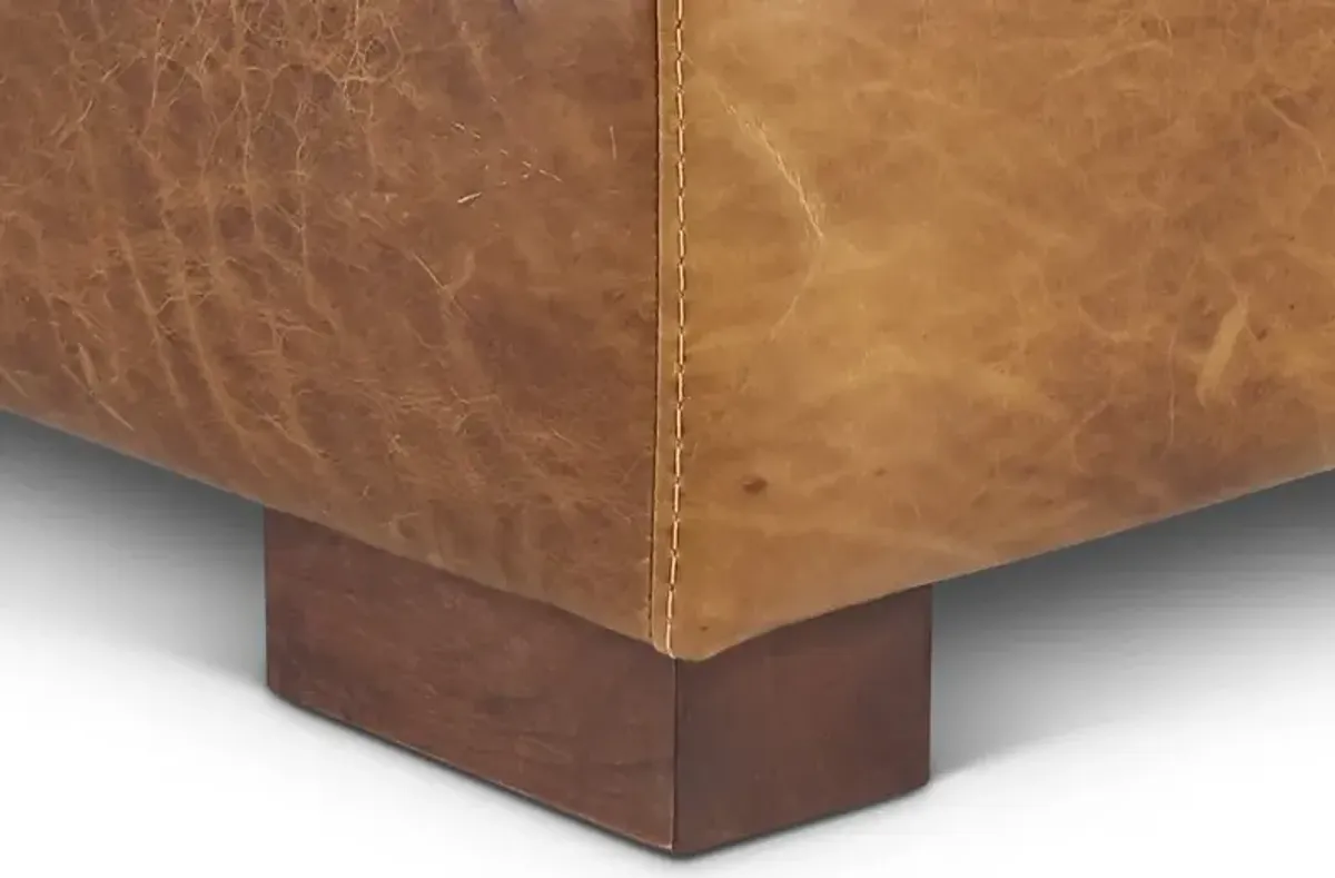 Dakota Brown Leather Ottoman