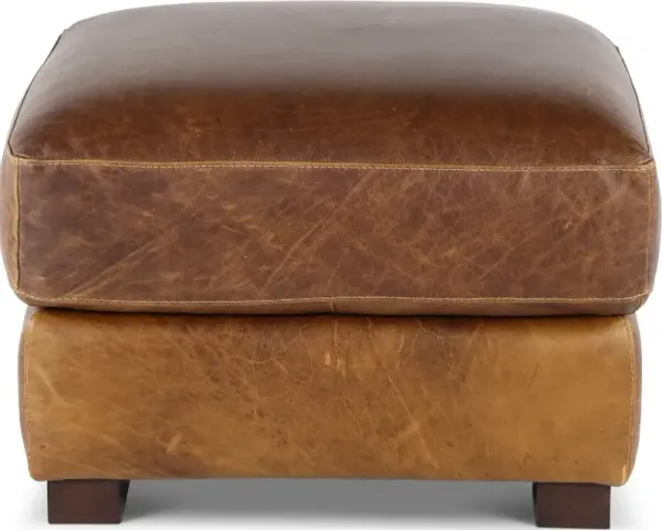 Dakota Brown Leather Ottoman