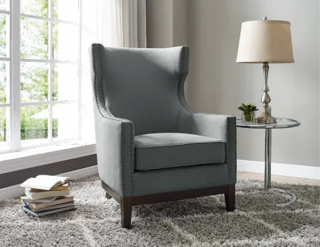 Roswell Gray Linen Accent Chair