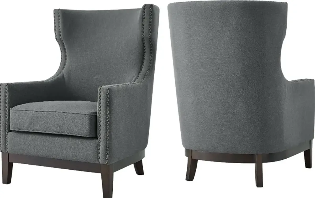 Roswell Gray Linen Accent Chair