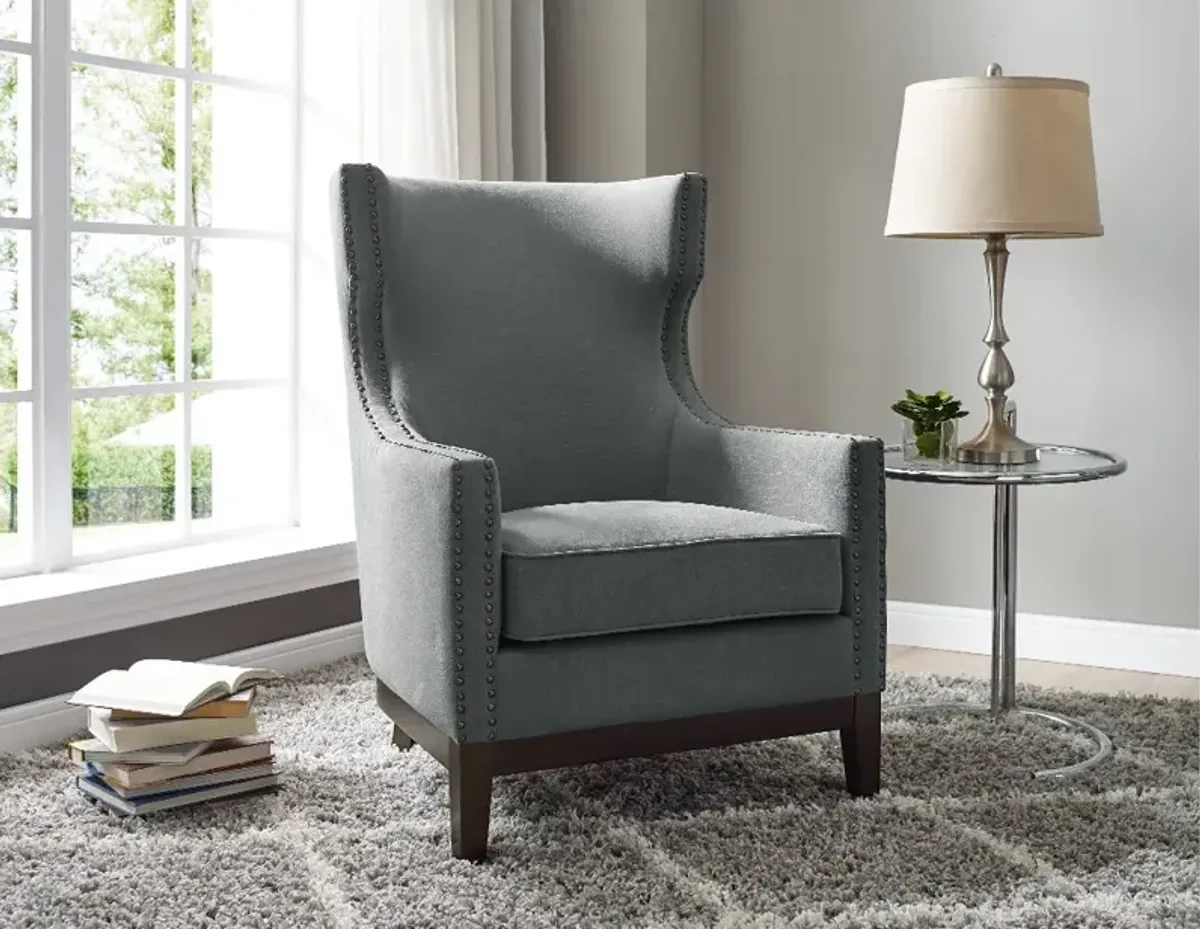 Roswell Gray Linen Accent Chair