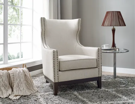 Roswell Beige Linen Accent Chair
