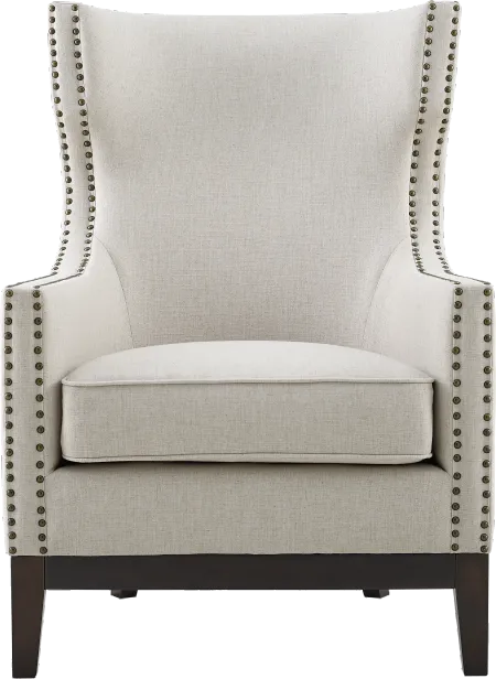 Roswell Beige Linen Accent Chair