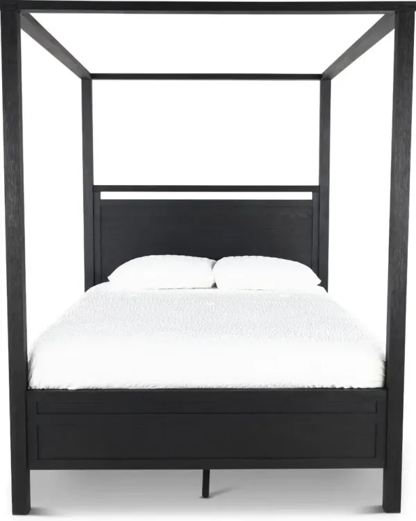 Boho Sandstone Black Queen Canopy Bed