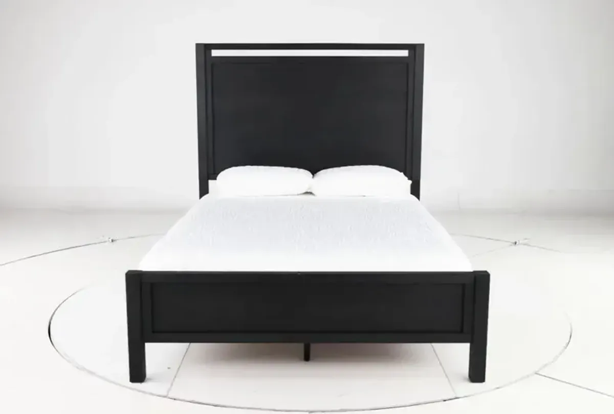 Boho Black King Panel Bed