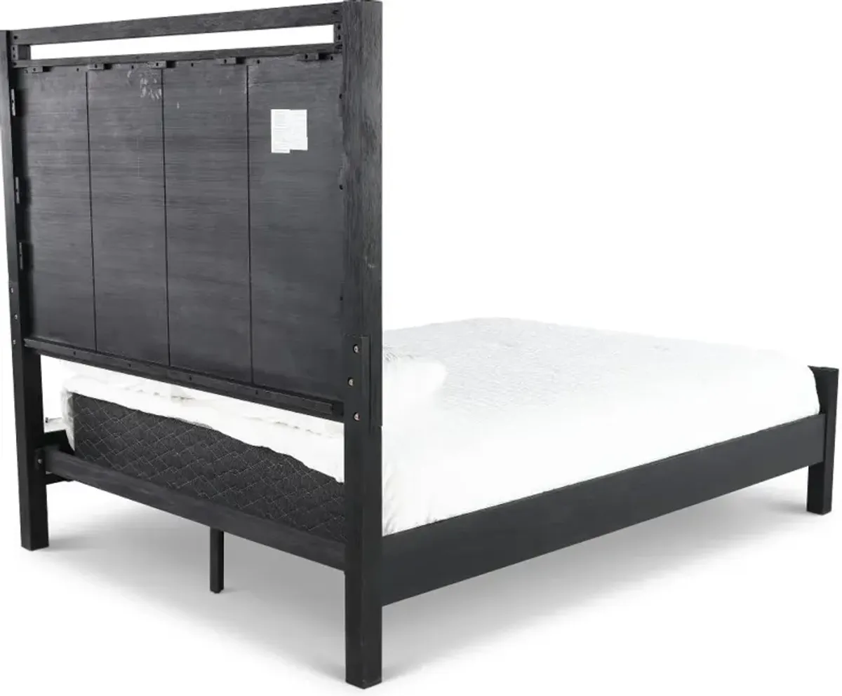 Boho Black King Panel Bed