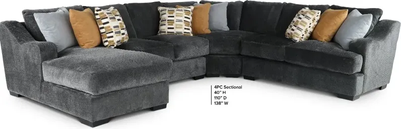 Challenger Graphite Gray 4 Piece Sectional