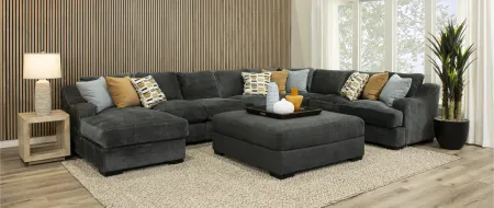 Challenger Graphite Gray 5 Piece Sectional
