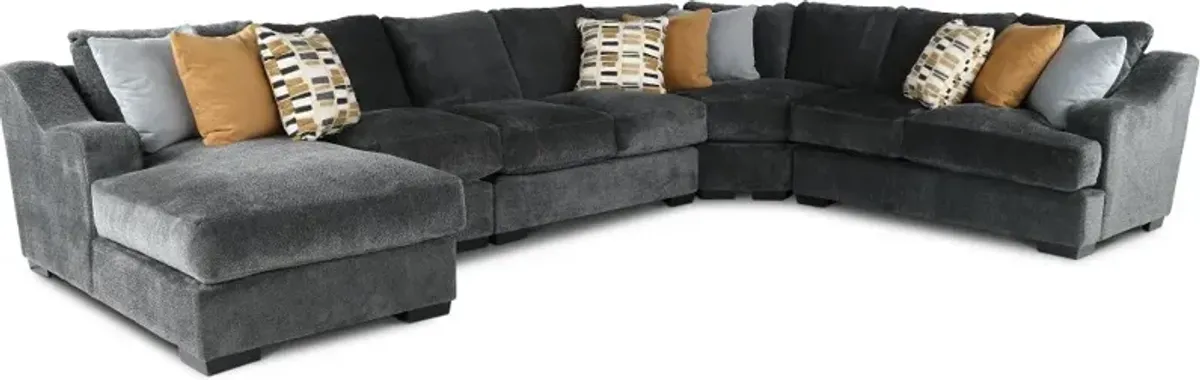 Challenger Graphite Gray 5 Piece Sectional