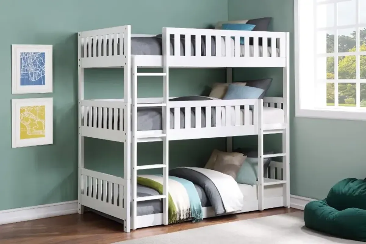 Oakley White Triple Twin Bunk Bed