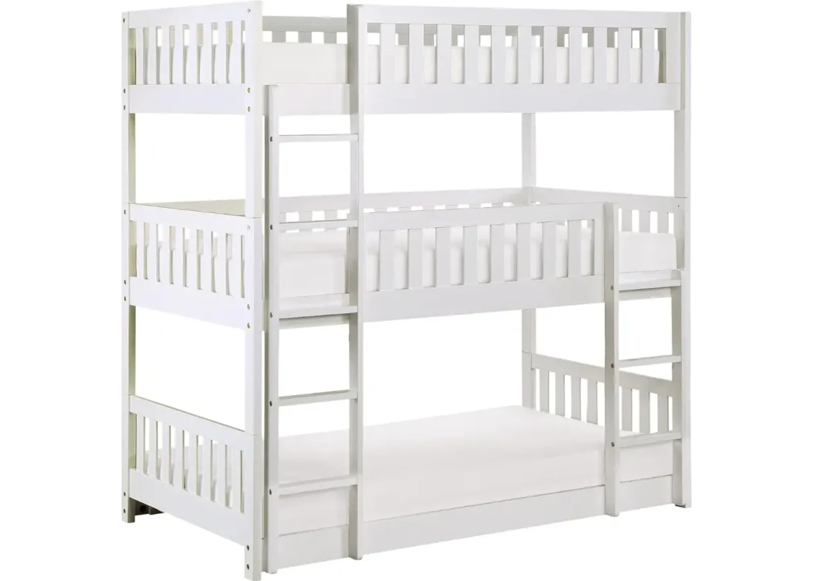 Oakley White Triple Twin Bunk Bed