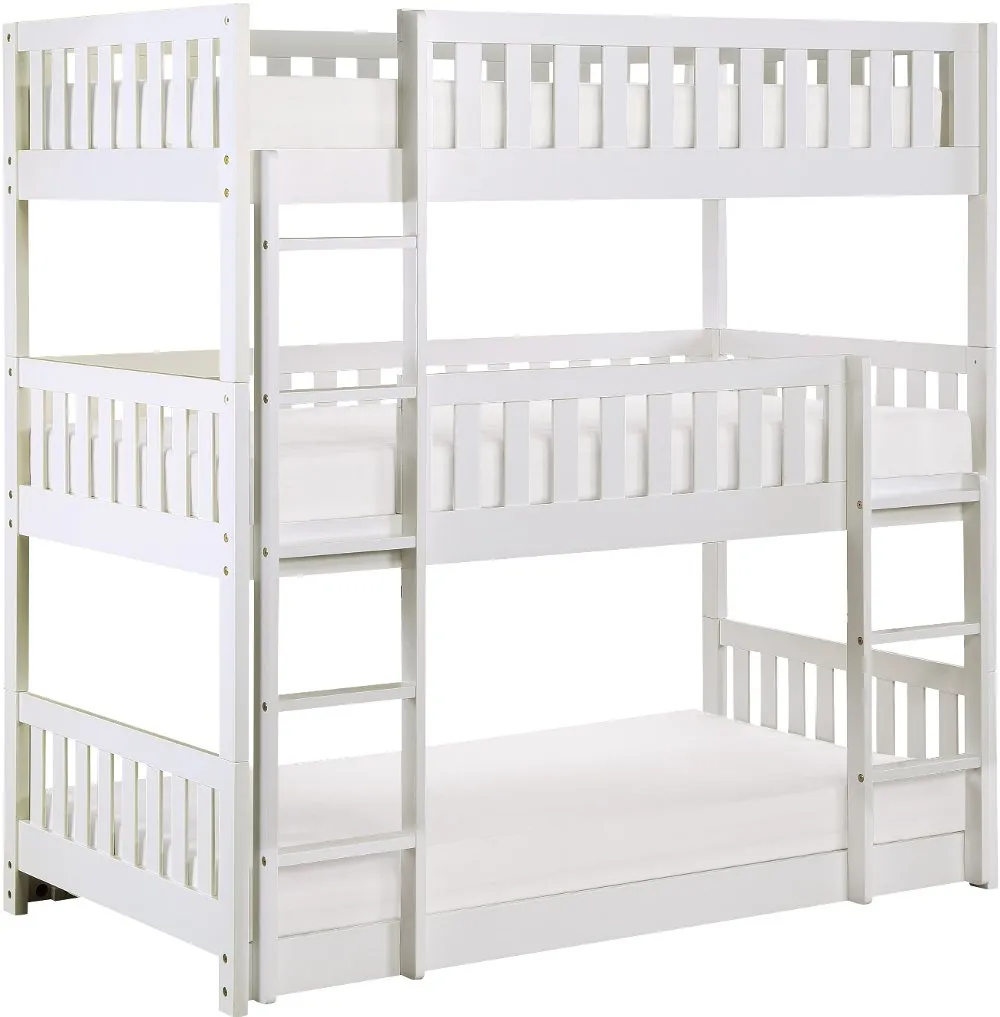 Oakley White Triple Twin Bunk Bed