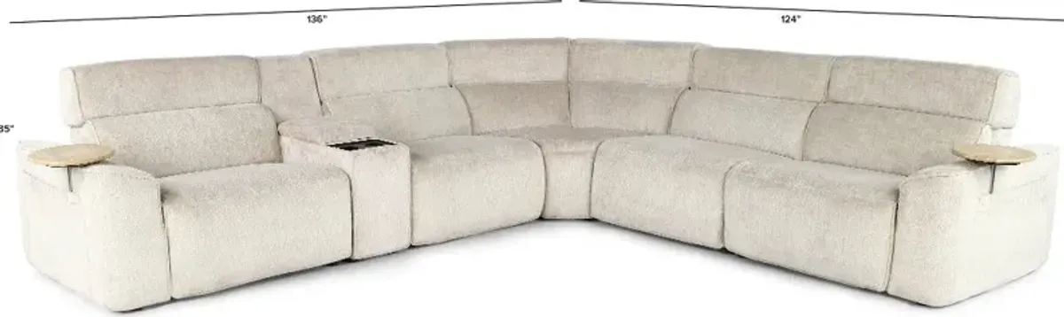 Alora Fossil 6-Piece Power Reclining Sectional with Audio Console