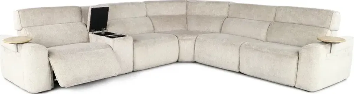 Alora Fossil 6-Piece Power Reclining Sectional with Audio Console