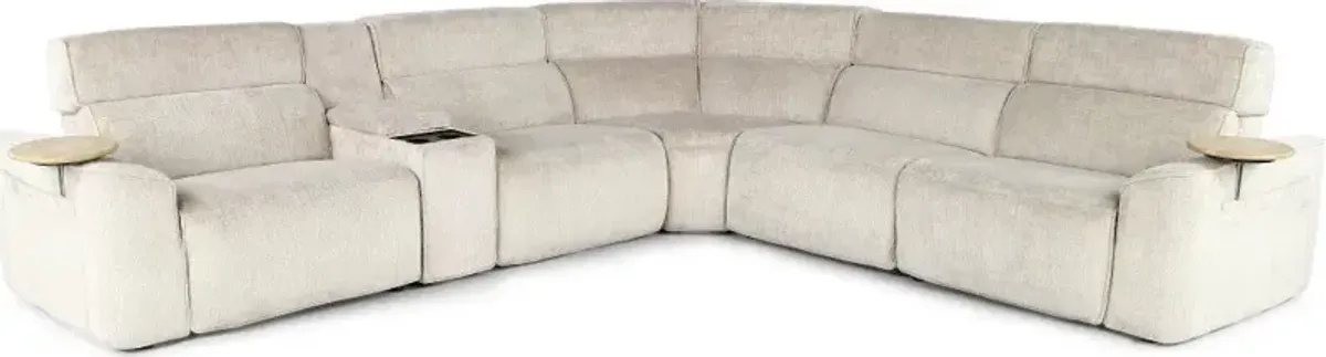 Alora Fossil 6-Piece Power Reclining Sectional with Audio Console