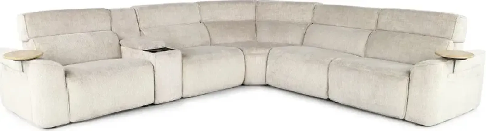 Alora Fossil 6-Piece Power Reclining Sectional with Audio Console