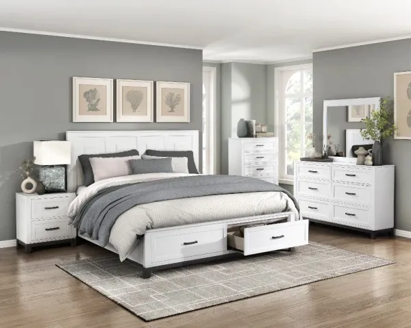 Jordan White Queen Storage Bed