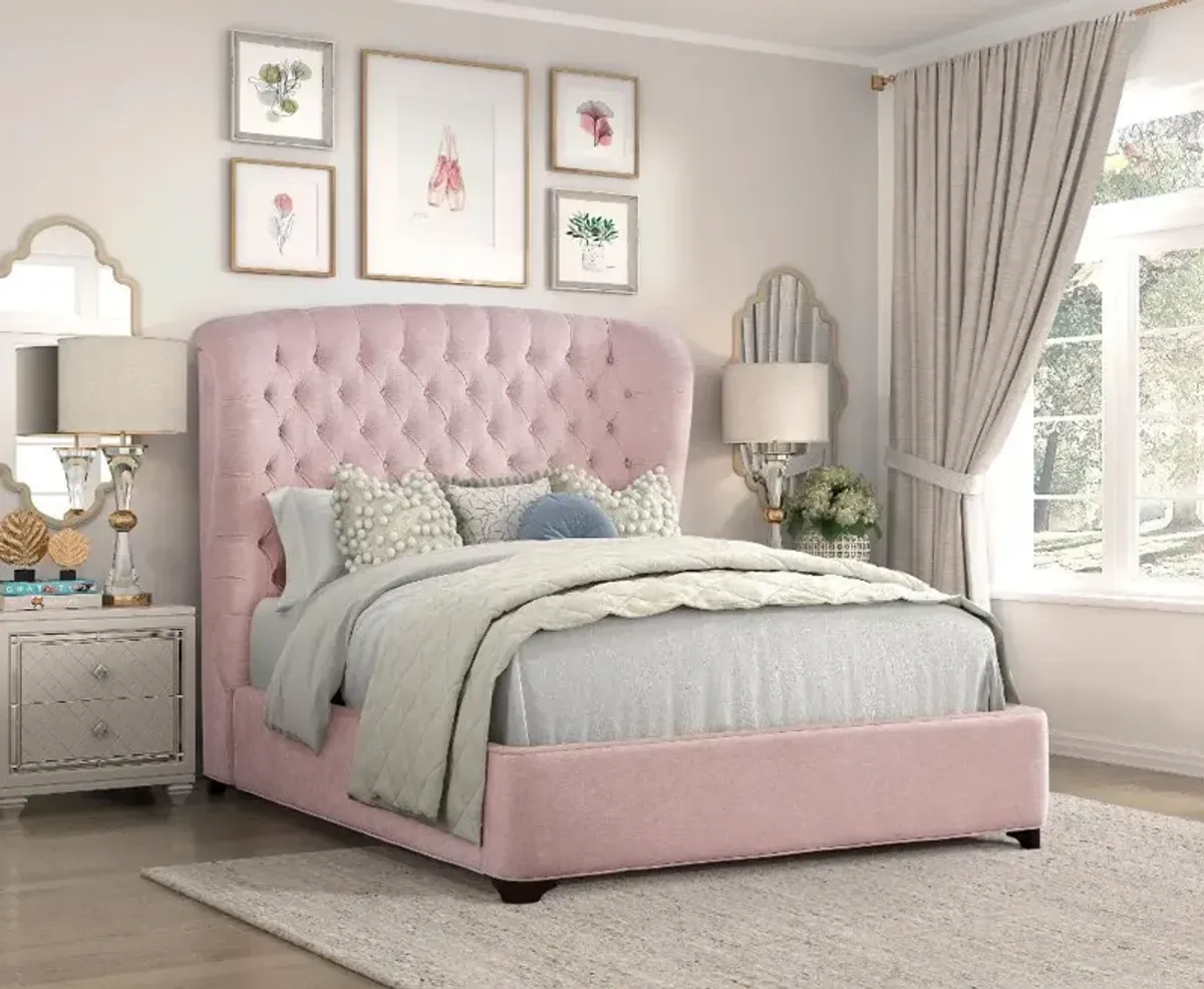 Cameo Pink Full Upholstered Bed