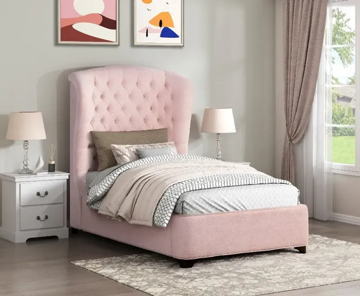 Cameo Pink Twin Upholstered Bed