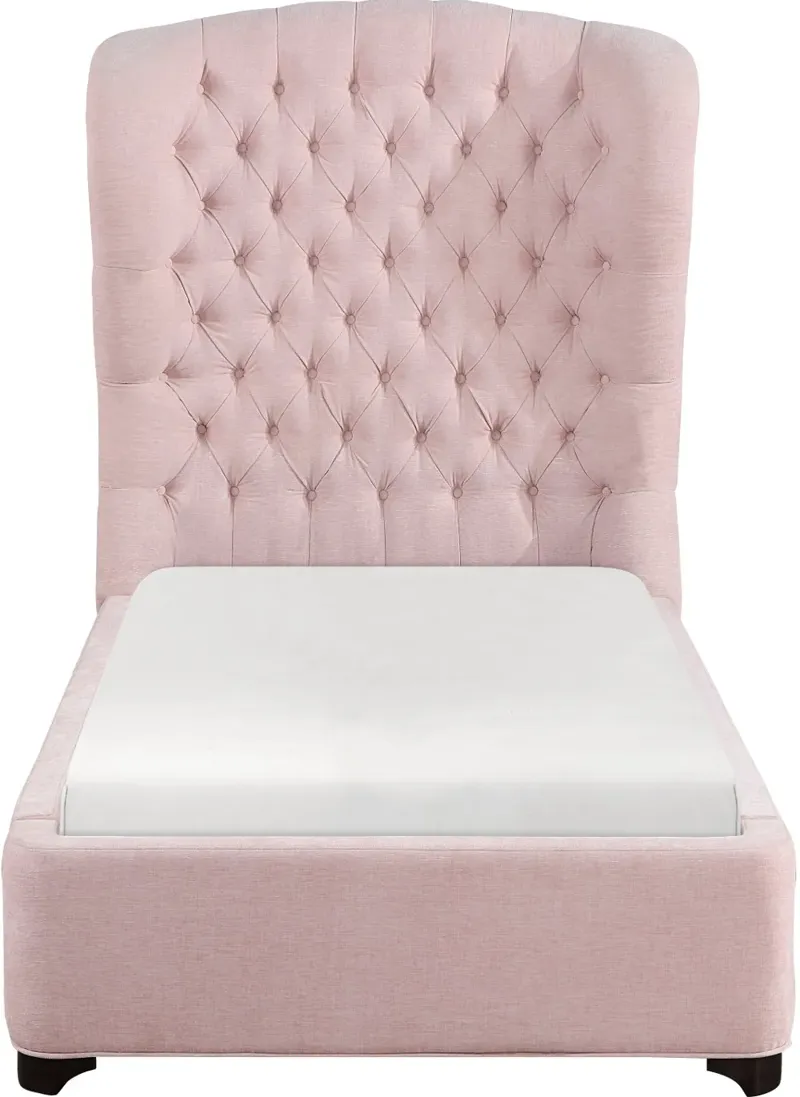 Cameo Pink Twin Upholstered Bed