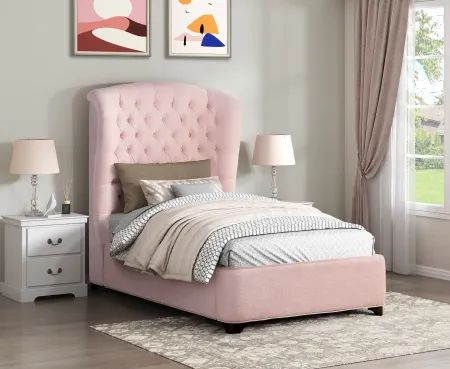 Cameo Pink Twin Upholstered Bed