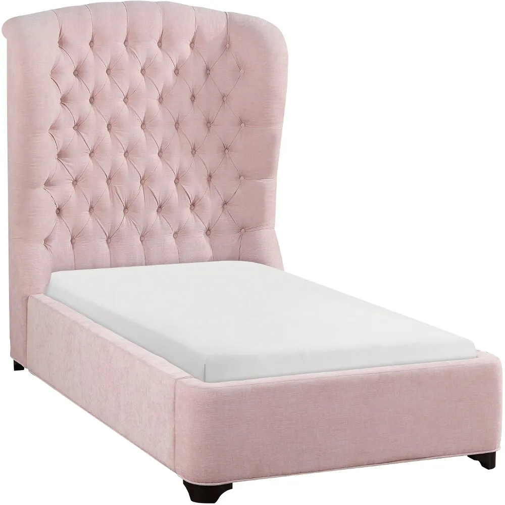 Cameo Pink Twin Upholstered Bed