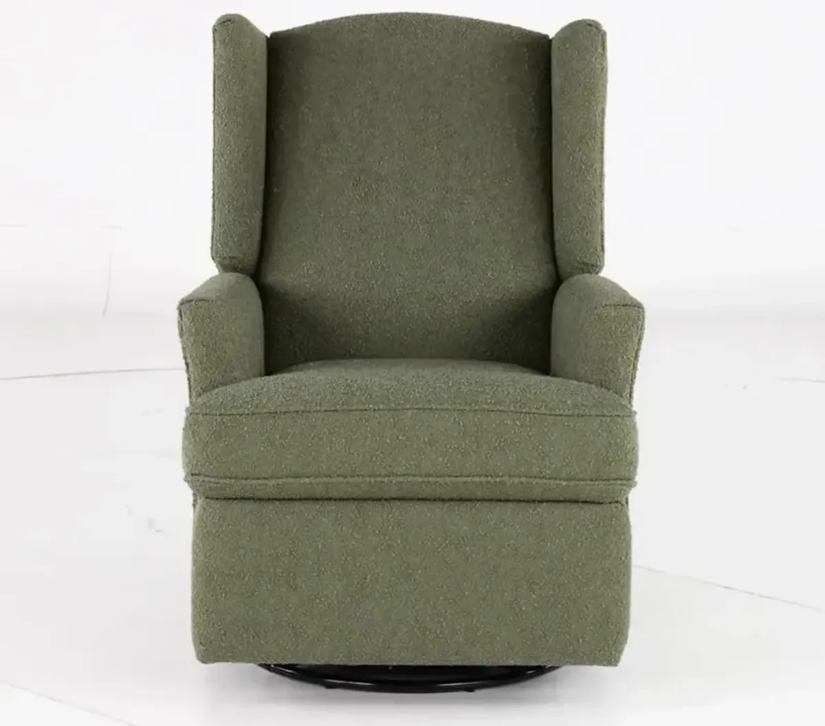 Hemingway Sage Green Boucle Wingback Glider Recliner