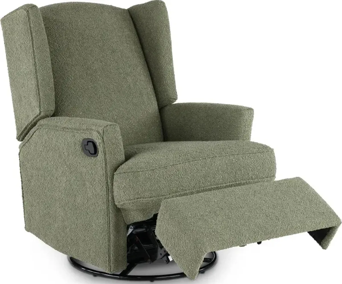 Hemingway Sage Green Boucle Wingback Glider Recliner