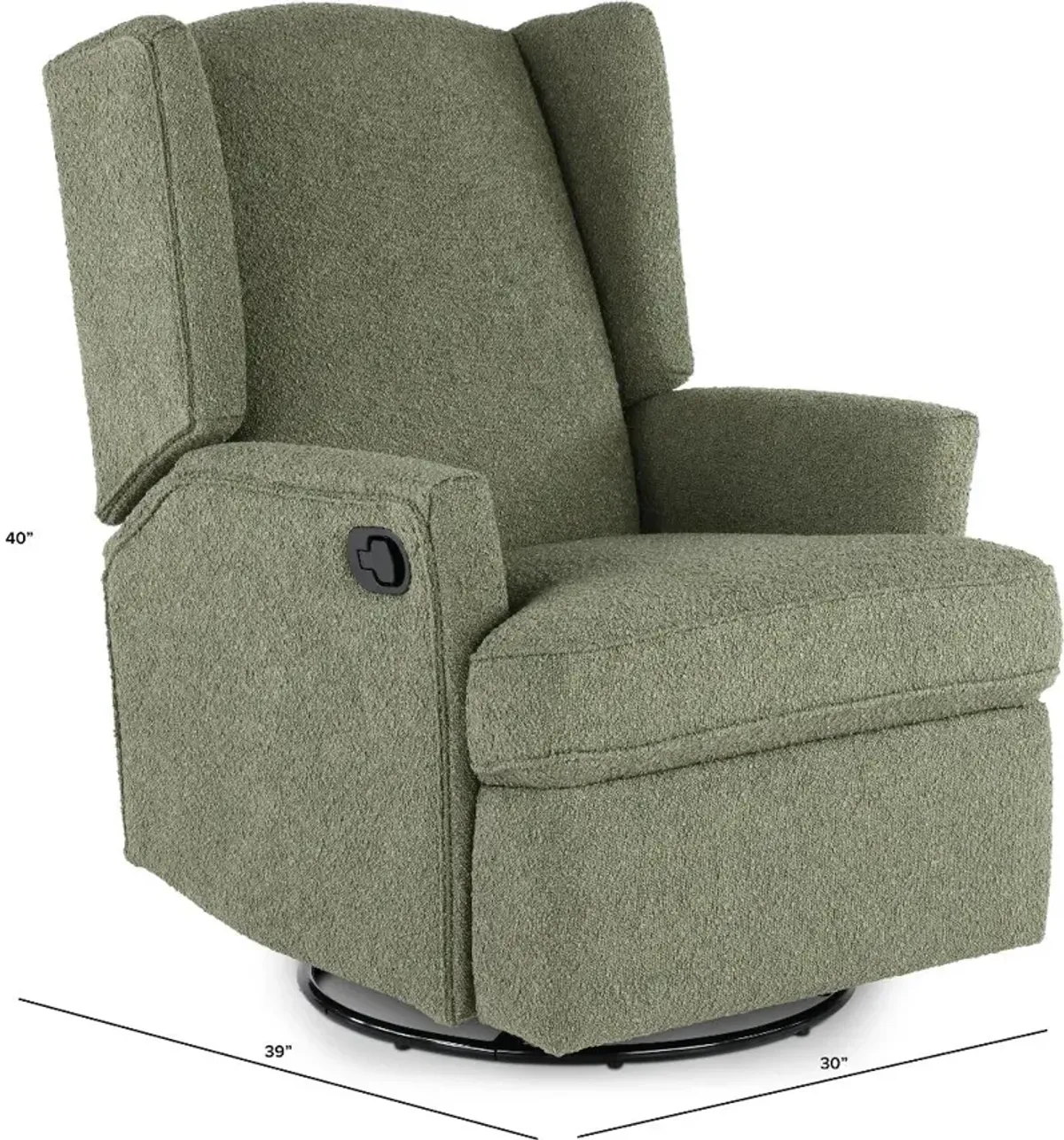 Hemingway Sage Green Boucle Wingback Glider Recliner