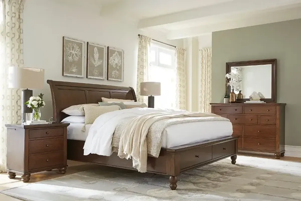 Cambridge Brown Cherry King Storage Bed