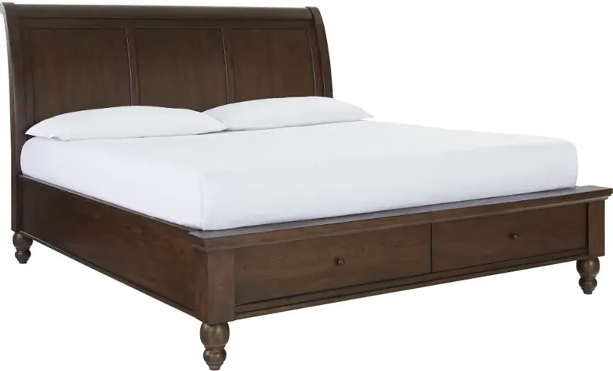 Cambridge Brown Cherry King Storage Bed