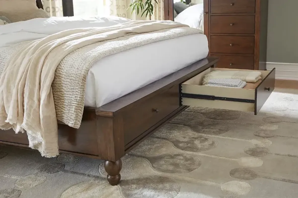 Cambridge Brown Cherry California King Storage Bed