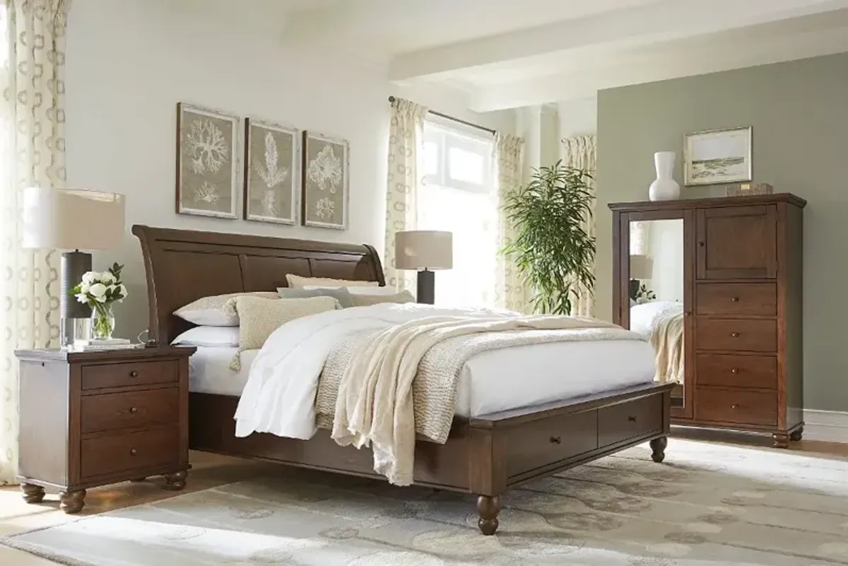 Cambridge Brown Cherry California King Storage Bed