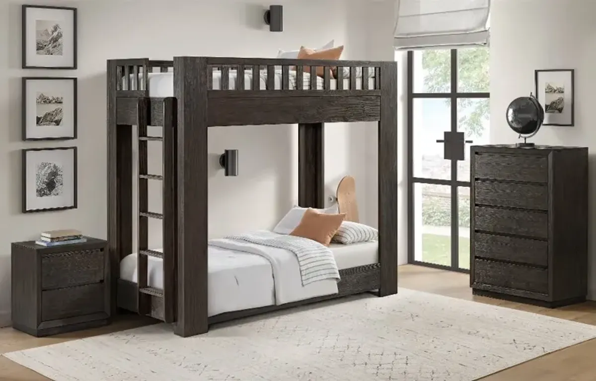 Bello Dark Brown Twin-over-Twin Bunk Bed