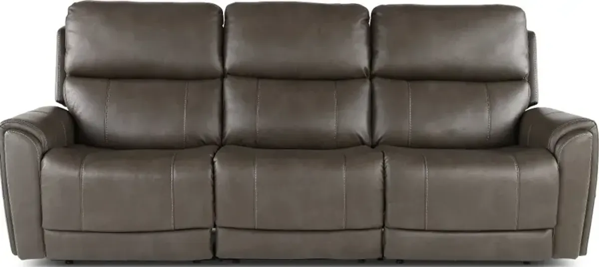 Damon Smoke Gray Power Reclining Sofa with Power Lumbar and Headrest