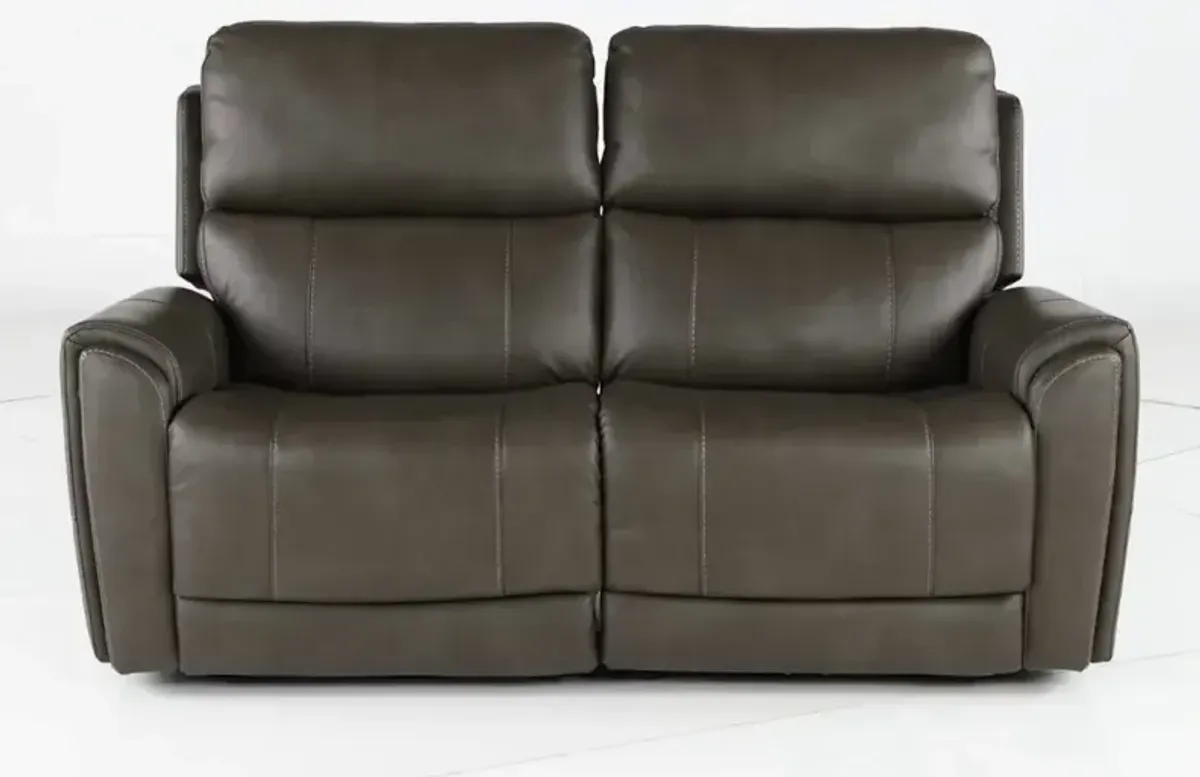 Damon Smoke Gray Power Reclining Loveseat with Power Lumbar and...